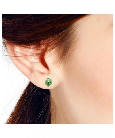 Stunning Colors of Green Light 3.5mm Square or Cube Shaped Prism on Sterling Silver Post Stud Earrings for Unique and Stylish...