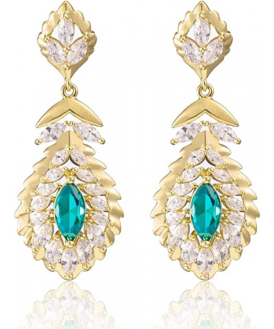 10 * 5MM Oval Austrian Crystal Dangle Earrings for Women Glod Plated Costume Jewelry Dec-Turquoise-14K Gold $11.26 Earrings