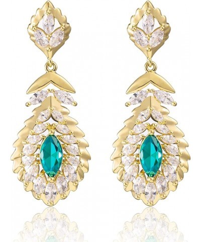 10 * 5MM Oval Austrian Crystal Dangle Earrings for Women Glod Plated Costume Jewelry Dec-Turquoise-14K Gold $11.26 Earrings