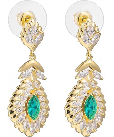 10 * 5MM Oval Austrian Crystal Dangle Earrings for Women Glod Plated Costume Jewelry Dec-Turquoise-14K Gold $11.26 Earrings