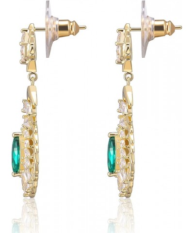 10 * 5MM Oval Austrian Crystal Dangle Earrings for Women Glod Plated Costume Jewelry Dec-Turquoise-14K Gold $11.26 Earrings