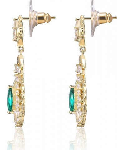 10 * 5MM Oval Austrian Crystal Dangle Earrings for Women Glod Plated Costume Jewelry Dec-Turquoise-14K Gold $11.26 Earrings