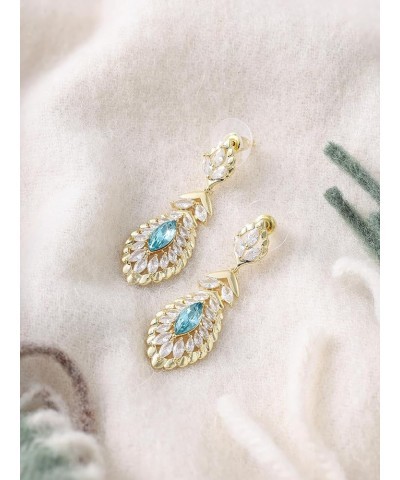 10 * 5MM Oval Austrian Crystal Dangle Earrings for Women Glod Plated Costume Jewelry Dec-Turquoise-14K Gold $11.26 Earrings