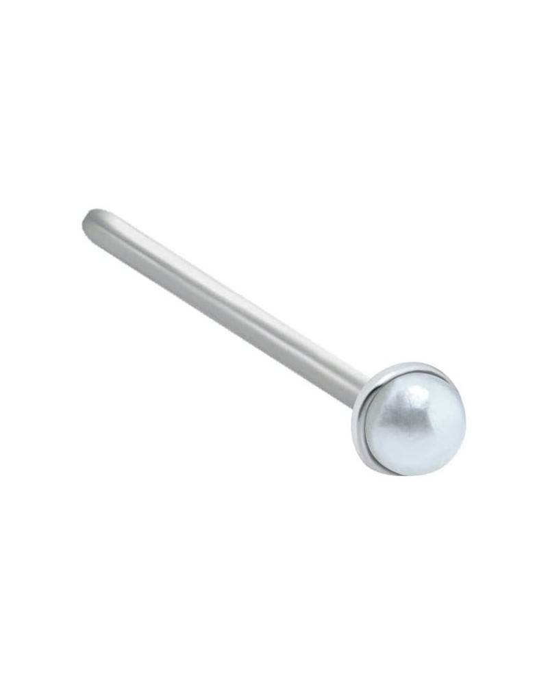 925 Sterling Silver Nose Ring Faux 1.5mm or 2mm Pearl 22G 2mm Pearl-Bone $9.51 Body Jewelry