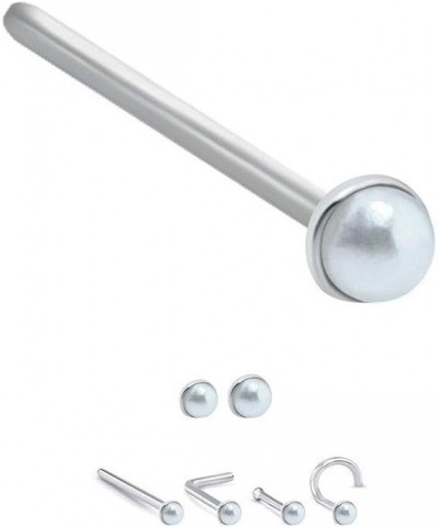 925 Sterling Silver Nose Ring Faux 1.5mm or 2mm Pearl 22G 2mm Pearl-Bone $9.51 Body Jewelry