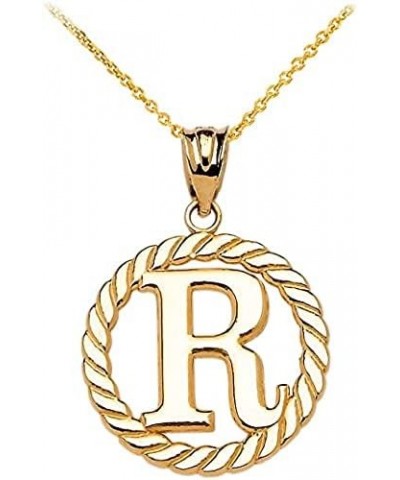 10k Yellow Gold Roped Circle "A-Z" Initial Pendant Necklace 16.0 Inches R $76.99 Necklaces