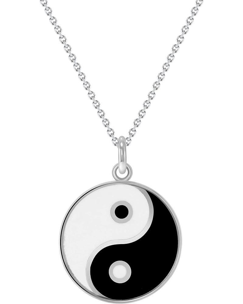 Yin and Yang Pendant Necklace in Solid 14k Gold, Made in America Large Pendant 18" Necklace White Gold $89.60 Necklaces