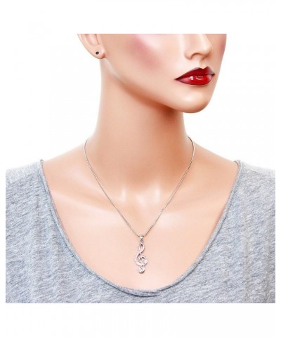 Music Note Pendant Necklace Rhinestone Crystal Rhodium High Polished Style 3 - Pink $8.31 Necklaces