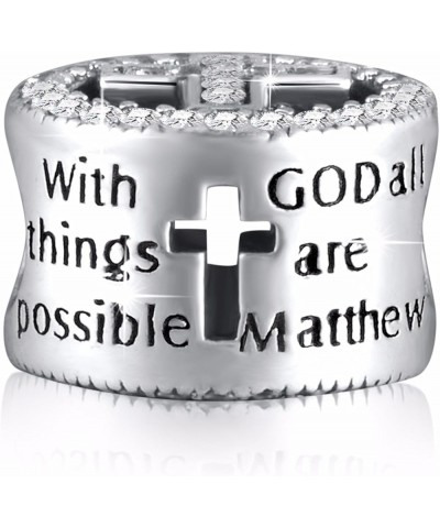 925 Sterling Silver CZ Cross Charms with God All Things are Possible Fit European Snake Bracelets Clear CZ Cross $16.00 Brace...