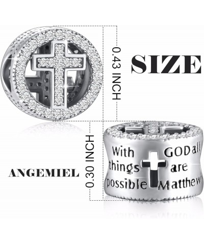 925 Sterling Silver CZ Cross Charms with God All Things are Possible Fit European Snake Bracelets Clear CZ Cross $16.00 Brace...