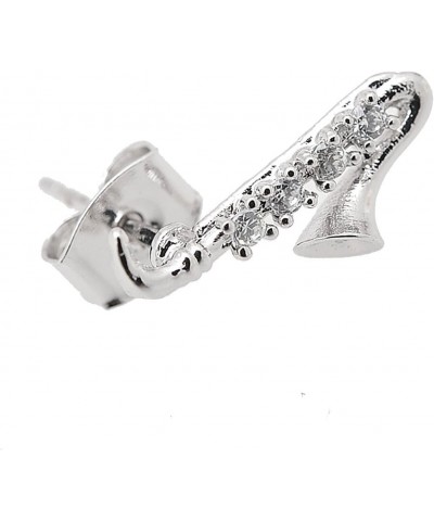 Silver Plated Pave Cubic Zirconia Musical Instrument Earrings (Saxophone) $9.51 Earrings