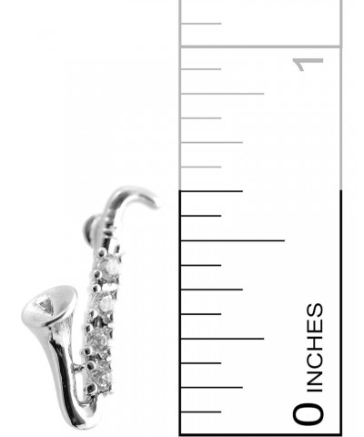 Silver Plated Pave Cubic Zirconia Musical Instrument Earrings (Saxophone) $9.51 Earrings