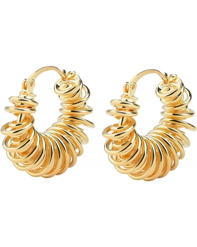 18K Gold Plated Hoop Earrings Lightweight 925 Sterling Silver Post Chunky Gold Earrings for Women Gilrs Gold Spring $10.43 Ea...