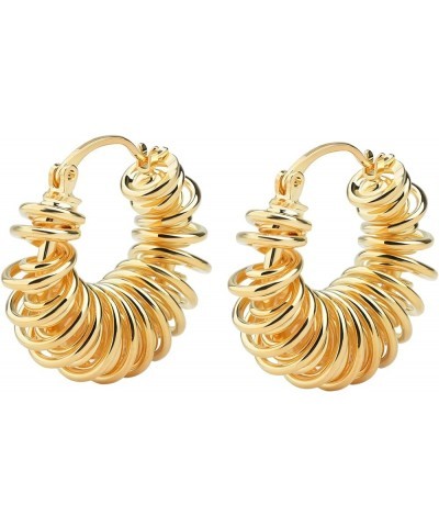 18K Gold Plated Hoop Earrings Lightweight 925 Sterling Silver Post Chunky Gold Earrings for Women Gilrs Gold Spring $10.43 Ea...