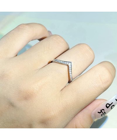 14k Gold Plated V-shaped Curved Diamond Ring Classic Cubic Zirconia Eternal Women's Engagement Wedding Ring V-shaped Ring Sta...