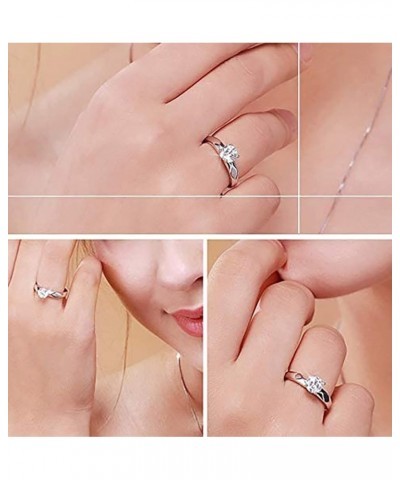 Fashion Couple Rings for Him and Her Set,Adjustable S925 Silver CZ, Matching Promise Ring Engagement Ring Wedding Ring Annive...