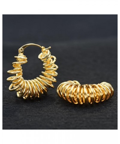 18K Gold Plated Hoop Earrings Lightweight 925 Sterling Silver Post Chunky Gold Earrings for Women Gilrs Gold Spring $10.43 Ea...