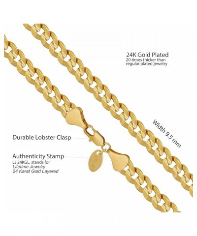 Cuban Link Chain Necklace 24k Gold Plated for Men and Women (6mm & 9.5mm) 18 inches 9.5mm Cuban Link Chain Gold $40.87 Necklaces