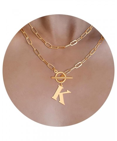 14K Gold Cuban Initial Necklaces for Women Girls | Silver Letter Chunky Chain Choker Rose Gold Necklace Gifts 01-Gold K $8.99...