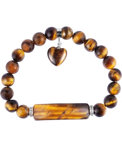 8MM Stretch Bracelets for Unisex, Healing Stone Bracelet with Dangle Heart Charm 7 6-tiger eye quartz $11.33 Bracelets