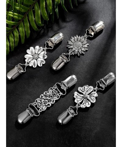 4 Pieces Vintage Sweater Shawl Clips Retro Cardigan Collar Clips Dress Shirt Brooch Clips for Women Girls Wearing, 4 Styles E...