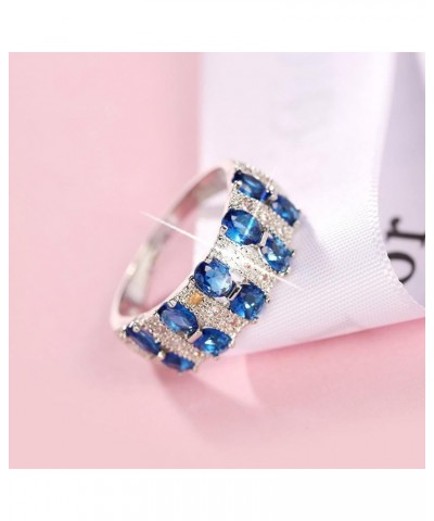 Friend Ring Silver Women Fashion Trend Single Full Diamond Zircon Ring Ladies Jewelry Nesting Rings for Women Blue $8.84 Rings