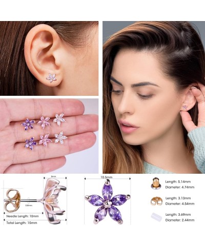 Earrings Holy Stud Earrings for Girls/Women, Sliver Gold Wedding Earrings for Bridesmaids Flower Bloom|Rose Gold $10.06 Earrings