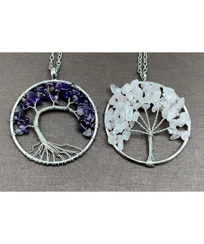 Two Handmade Tree of Life Multi Colors Crystal Gemstone Wire Braided Pendant Necklace Purple+ $8.00 Necklaces