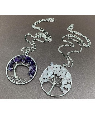 Two Handmade Tree of Life Multi Colors Crystal Gemstone Wire Braided Pendant Necklace Purple+ $8.00 Necklaces