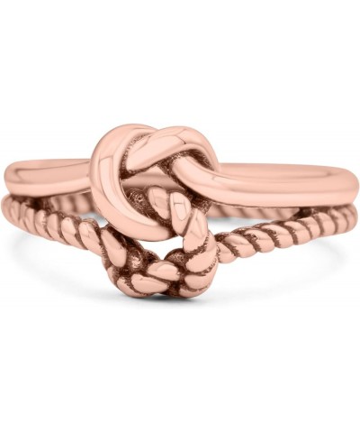 Stylish Loop Knot Rope and Infinity Double Row Oxidized Ring Band Solid 925 Sterling Silver Thumb Ring 10mm Rose Tone, Sterli...