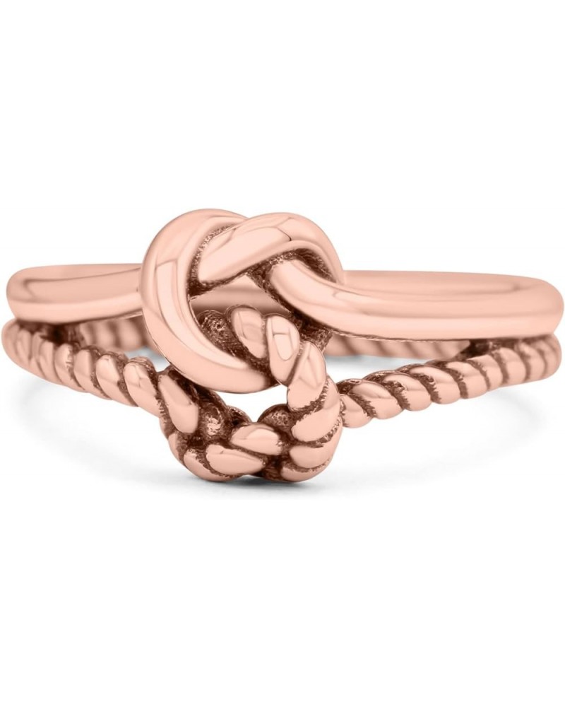 Stylish Loop Knot Rope and Infinity Double Row Oxidized Ring Band Solid 925 Sterling Silver Thumb Ring 10mm Rose Tone, Sterli...