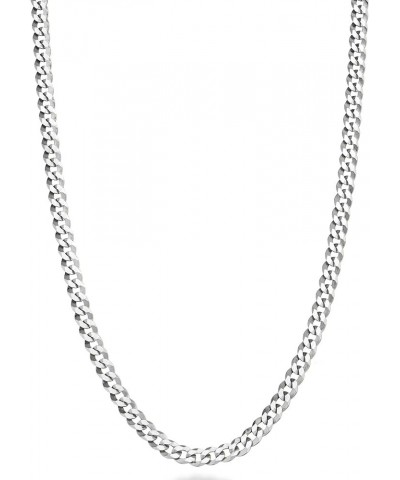 Italian Solid 925 Sterling Silver 3.5mm Diamond Cut Cuban Link Curb Chain Necklace for Women Men, Made in Italy Length 16+2ex...