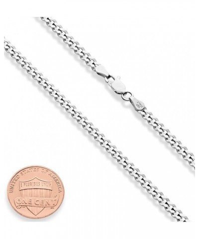 Italian Solid 925 Sterling Silver 3.5mm Diamond Cut Cuban Link Curb Chain Necklace for Women Men, Made in Italy Length 16+2ex...