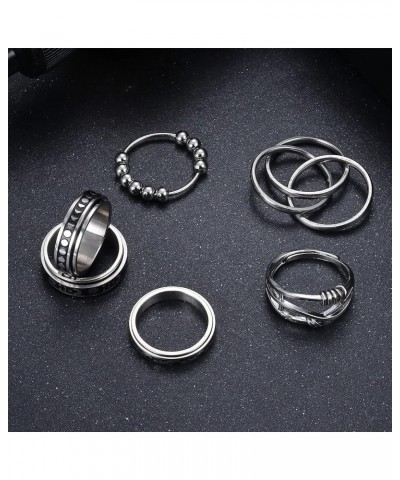 Stainless Steel Fidget Rings for Women Mens Spinner Rings Flower Moon Star Cool Anxiety Rings Stress Relieving Wedding Promis...