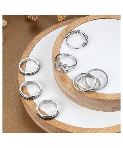 Stainless Steel Fidget Rings for Women Mens Spinner Rings Flower Moon Star Cool Anxiety Rings Stress Relieving Wedding Promis...