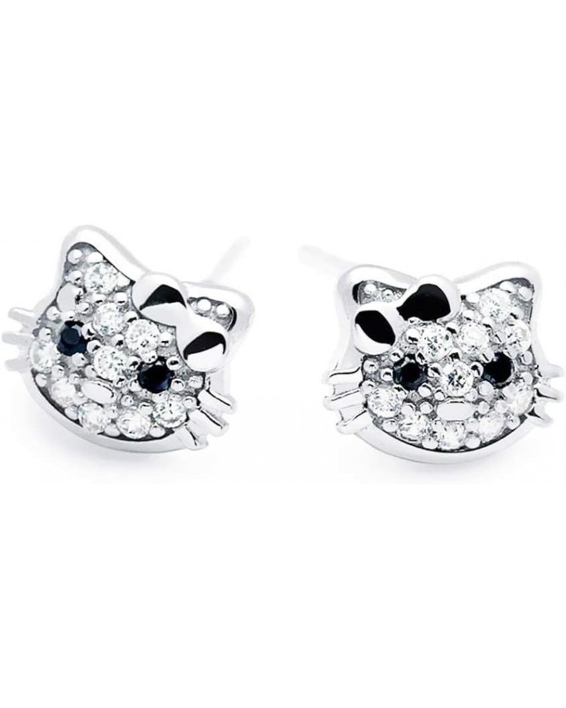 silver earrings for women, sterling silver Blue eye Cubic Zircons cute Cat Love Stud Earrings For Women Girls, Friendship Cut...