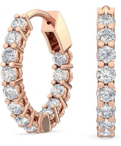 1-5 Carat (ctw) White Gold Round Cut LAB GROWN Diamond Inside Out Designer Hoops Earrings Color H-I Clarity VS1-VS2 Rose Gold...