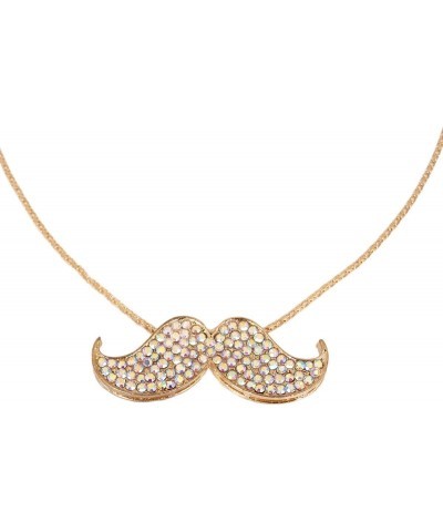 Elegant Gold Tone Crystal Rhinestone Mustache Charm Pendant Long Necklace $6.75 Necklaces