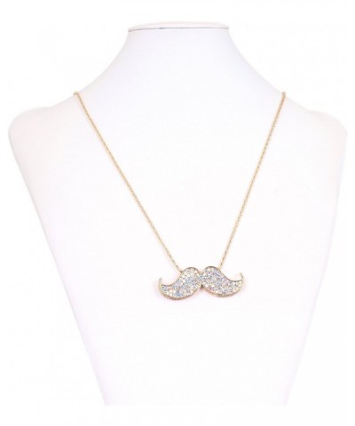 Elegant Gold Tone Crystal Rhinestone Mustache Charm Pendant Long Necklace $6.75 Necklaces