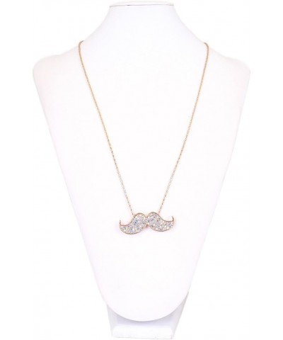 Elegant Gold Tone Crystal Rhinestone Mustache Charm Pendant Long Necklace $6.75 Necklaces