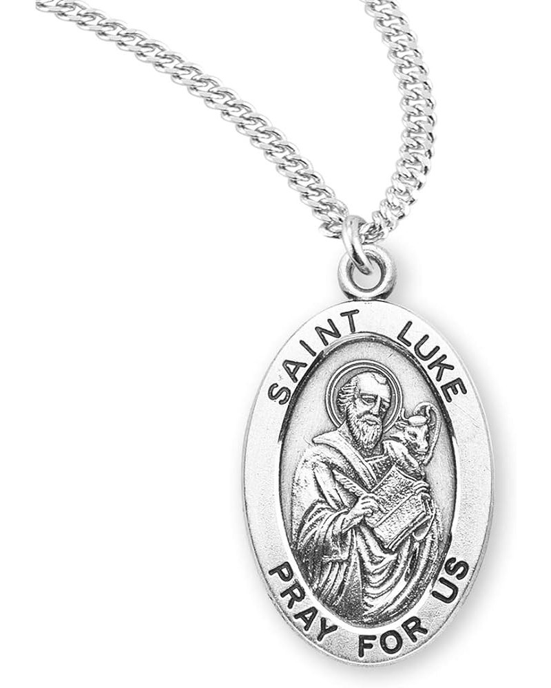 Sterling Silver Oval Patron Saint Medal St. Luke 2 $23.01 Necklaces