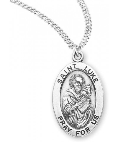 Sterling Silver Oval Patron Saint Medal St. Luke 2 $23.01 Necklaces