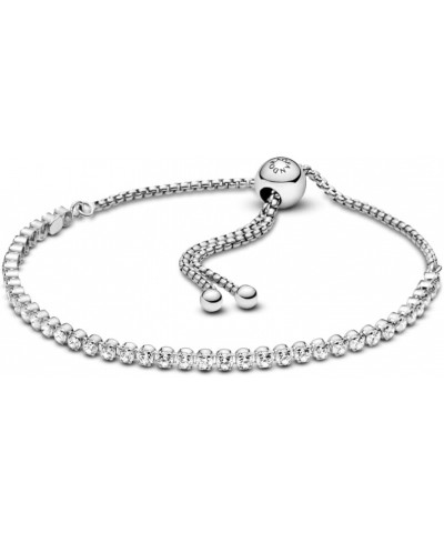 Sparkling Slider Tennis Bracelet - Features Slider Clasp - Silver Bracelet for Women - Gift for Her - Sterling Silver with Cu...