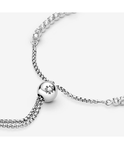 Sparkling Slider Tennis Bracelet - Features Slider Clasp - Silver Bracelet for Women - Gift for Her - Sterling Silver with Cu...