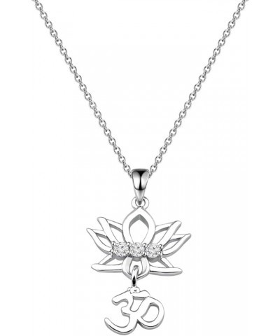 Yoga Lotus Flower Aum Om Ohm Sanskrit Symbol Pendant Necklace Spiritual Jewelry Gift For Yogi Yoga Lover Lotus Om necklace $9...