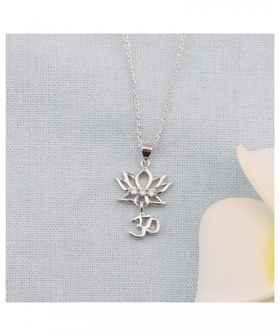 Yoga Lotus Flower Aum Om Ohm Sanskrit Symbol Pendant Necklace Spiritual Jewelry Gift For Yogi Yoga Lover Lotus Om necklace $9...