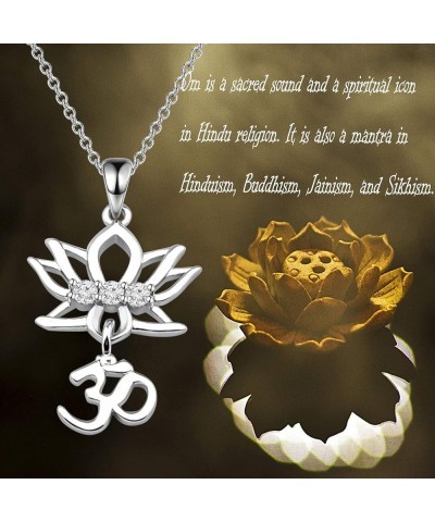 Yoga Lotus Flower Aum Om Ohm Sanskrit Symbol Pendant Necklace Spiritual Jewelry Gift For Yogi Yoga Lover Lotus Om necklace $9...