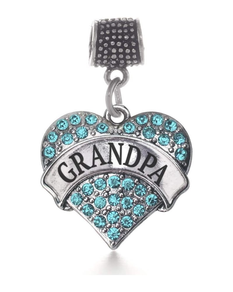 Silver Pave Heart Charm for Bracelet with Cubic Zirconia Jewelry Grandpa Aqua $10.99 Bracelets