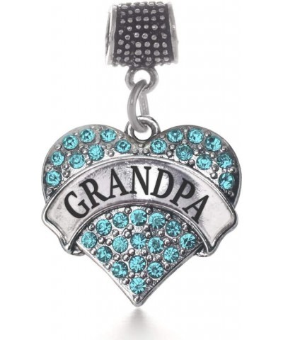 Silver Pave Heart Charm for Bracelet with Cubic Zirconia Jewelry Grandpa Aqua $10.99 Bracelets