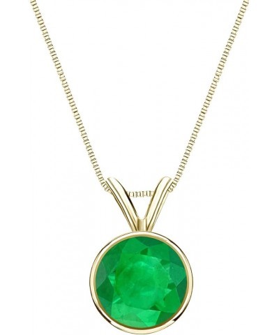 14k Gold Bezel Basket Green Emerald Gemstone Solitaire Pendant Necklace (1/5-1 cttw) 18 Yellow Gold 0.4 carats $158.90 Necklaces